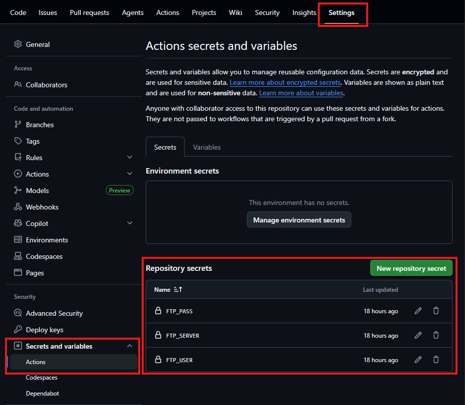 Menyimpan data FTP di Github